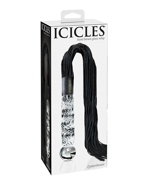 Icicles No. 38 Hand Blown Glass Handled Whip - Clear | Pleasura