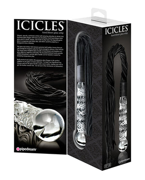 Icicles No. 38 Hand Blown Glass Handled Whip - Clear | Pleasura