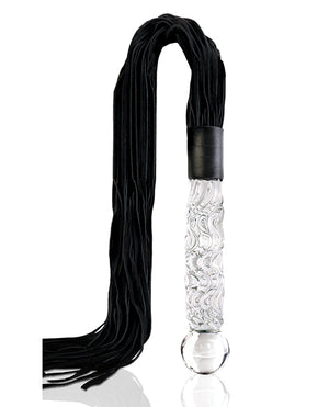Icicles No. 38 Hand Blown Glass Handled Whip - Clear | Pleasura