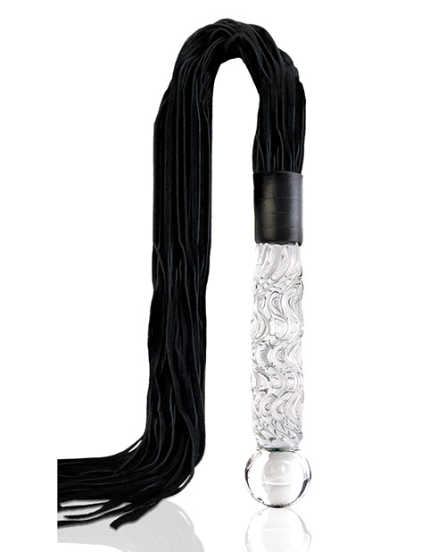 Icicles No. 38 Hand Blown Glass Handled Whip - Clear | Pleasura