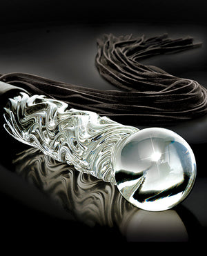 Icicles No. 38 Hand Blown Glass Handled Whip - Clear | Pleasura