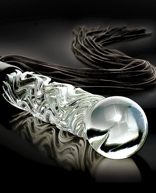 Icicles No. 38 Hand Blown Glass Handled Whip - Clear | Pleasura