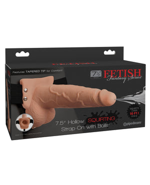 Fetish Fantasy Series 7.5" Hollow Squirting Strap On w/Balls | Pleasura