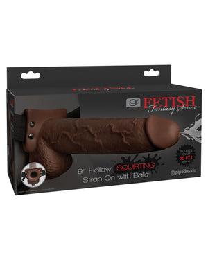 Fetish Fantasy Series 9" Hollow Squirting Strap On w/Balls | Pleasura