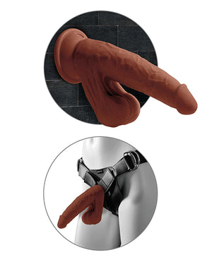 King Cock Plus 8" Triple Density Cock w/Swinging Balls - Brown | Pleasura