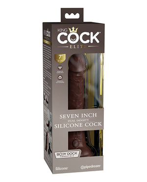 King Cock Elite 7" Dual Density Silicone Cock - Brown | Pleasura