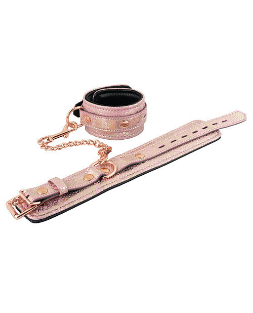 Spartacus Wrist Restraints w/Leather Lining - Pink Snakeskin Micro Fiber | Pleasura