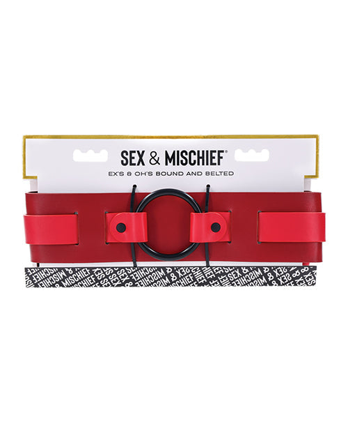 Sex & Mischief Ex's & Oh's Bound & Belted - Red/Black | Pleasura