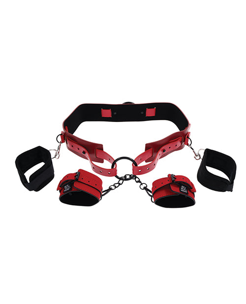 Sex & Mischief Ex's & Oh's Bound & Belted - Red/Black | Pleasura