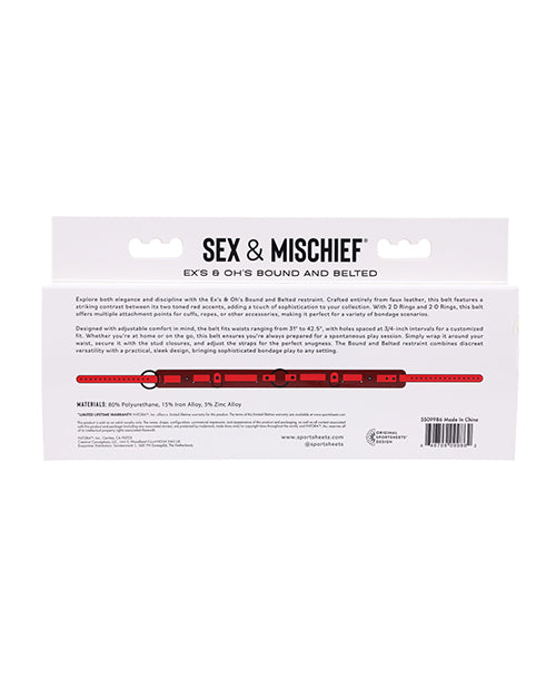 Sex & Mischief Ex's & Oh's Bound & Belted - Red/Black | Pleasura