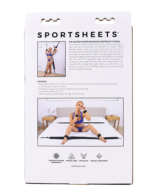 Sportsheets No Matter Where Adjustable Bondage Restraint System - Black | Pleasura