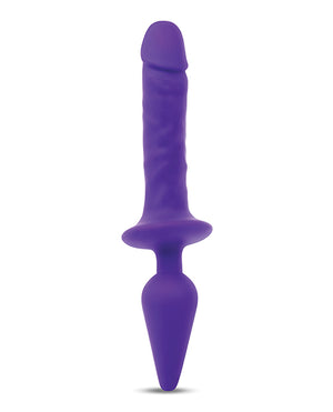 Together Double Pleasure 11" Double-Ended Dildo & Butt Plug - Purple | Pleasura