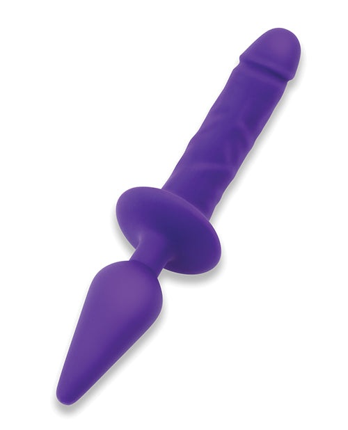 Together Double Pleasure 11" Double-Ended Dildo & Butt Plug - Purple | Pleasura