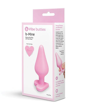 B - Mine Butties - Silicone Butt Plug with Heart Base - Pink - Pleasura