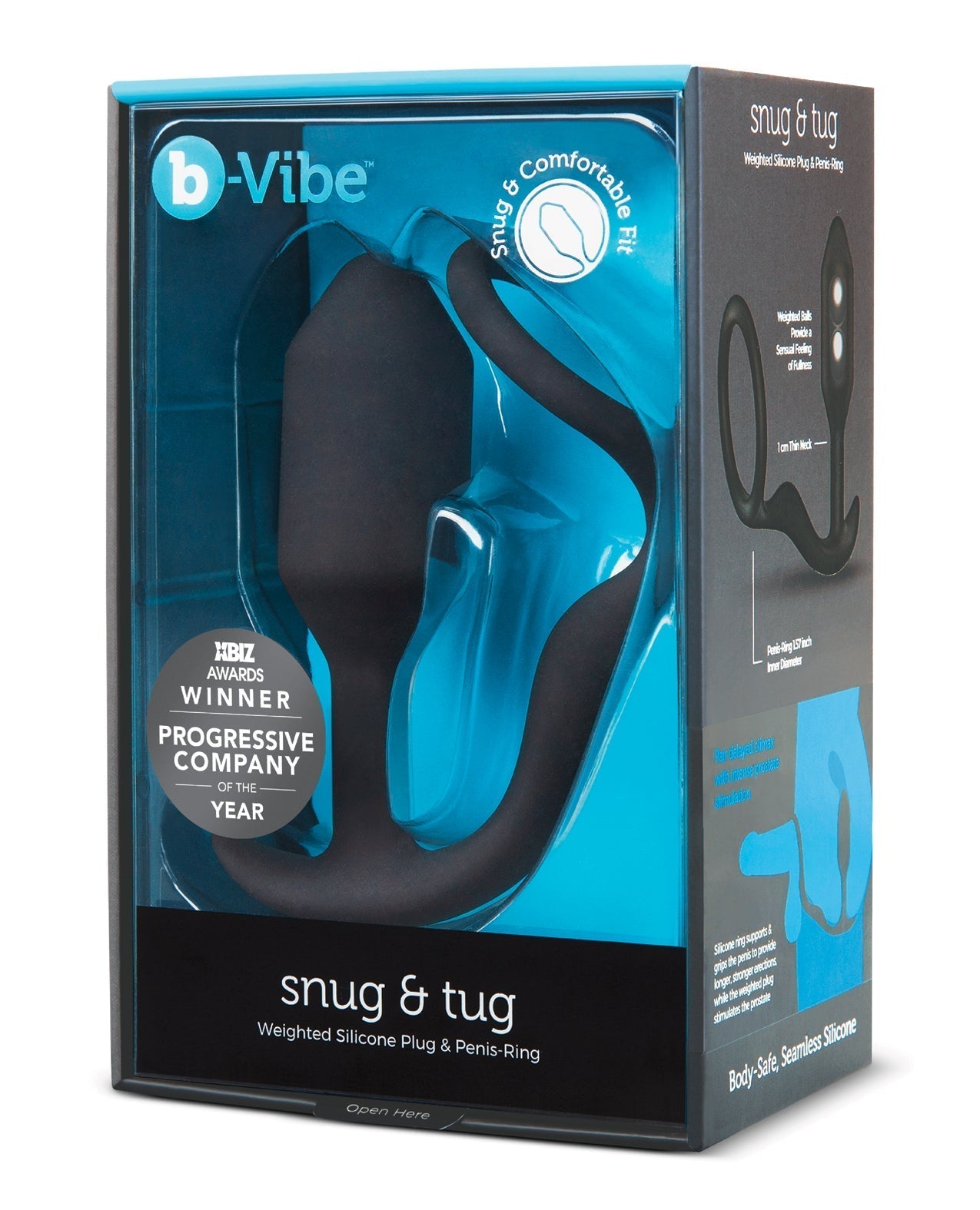 b - Vibe Snug & Tug Weighted Silicone & Penis Ring - 128 g Black - Pleasura