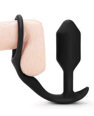 b - Vibe Snug & Tug Weighted Silicone & Penis Ring - 128 g Black - Pleasura